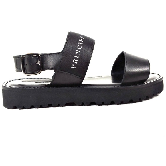 PRINCIPE DI BOLOGNA ?? MEN\'S BLACK LEATHER FLAT COMFORT SUMMER SANDALS Principe Di Bologna | Shoes | Principe Di Bologna Mens Soft  main image 2